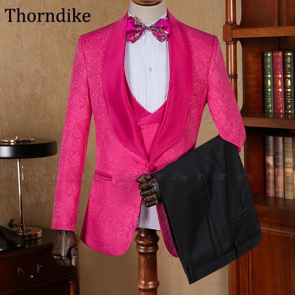 

men's suits & blazers thorndike shawl lapel wedding mens jacket with vest and trousers large size 5xl casual party prom male, White;black