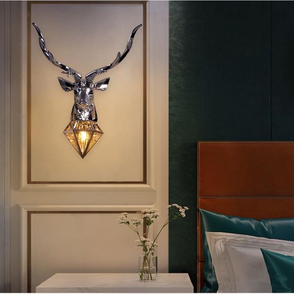

wall lamp luxury resin antlers led for home decor modern retro living room bedroom bedside light indoor lighting sconce
