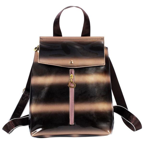 

outdoor bags school backpack women fashion alligator grain girl casual vintage patent leather women's bag(brown)