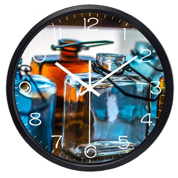 

wall clocks beautiful glass bottles clock home decor silent shop decoration