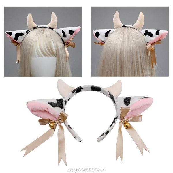 

other event & party supplies cartoon plush cow ears headband with bells ribbon bow lolita hair hoop kawaii animal cosplay headpiece drop