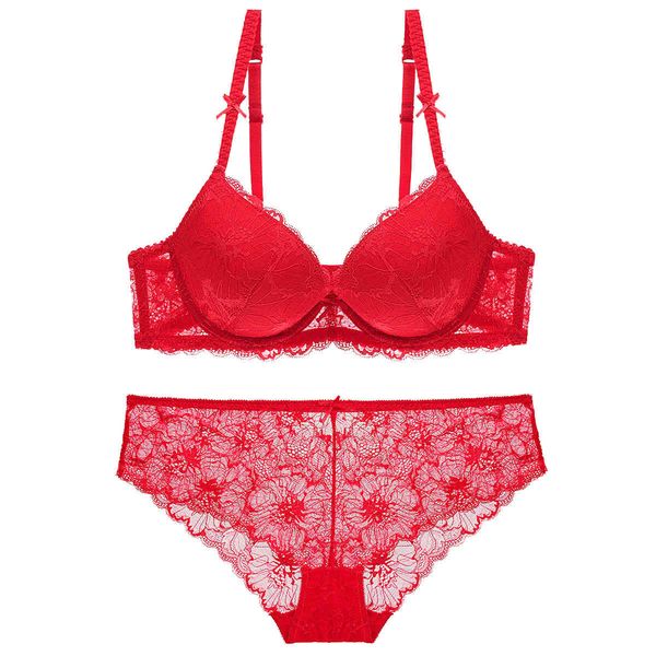 

bra set aimushi 1763 thin cotton fashion lace women's underwear, Red;black