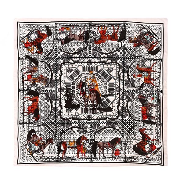

scarves 130cm 100% silk scarf women tame horse printing square wraps female large hijab big shawl neckerchief, Blue;gray