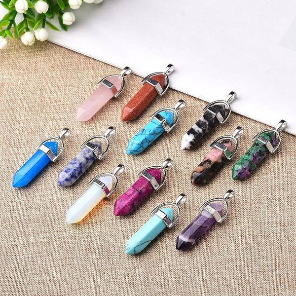 

decorative objects & figurines 1pc natural crystal rose quartz point pendant mineral jewelry couple diy lovers gifts for men women necklace