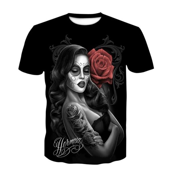 

men's t-shirts horror t-shirt fun 3d shirt skull o-neck black summer fashion short sleeve punk style streetwear, White;black