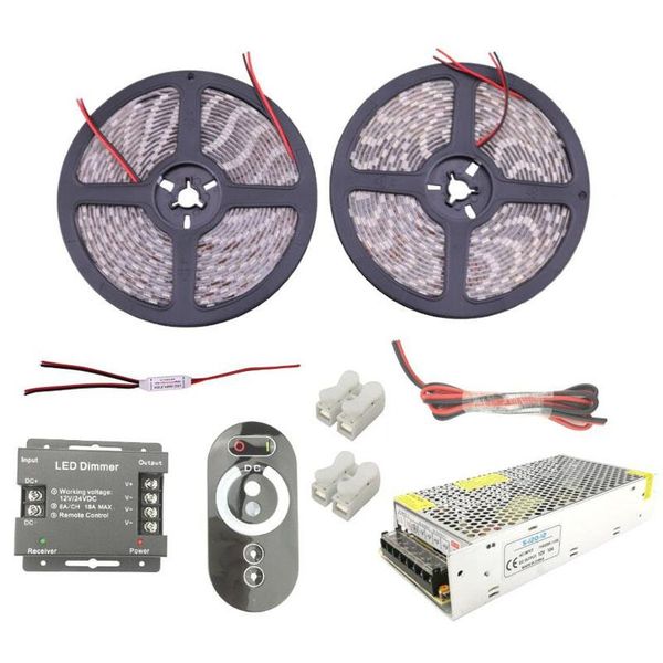 

strip light dimmable 12v dimmer switch control + ac 100-240v to dc12v power supply adapter eu us au uk plug 20m 15m 10m led strips