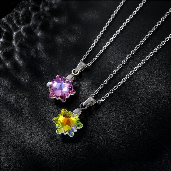 

pendant necklaces small crystal hexagram star choker necklace for women short chain chocker collar jewelry stainless steel girls, Silver