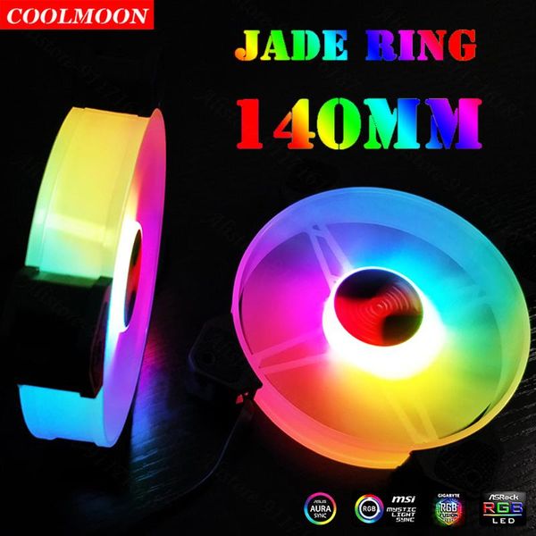 

coolmoon 6pin rgb pc accessories cooler fan 14cm computer chassis cooling silent gaming heatsink support remote controller fans & coolings