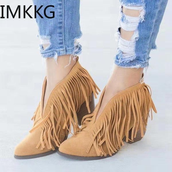 

boots women shoes fashion pointed toe ankle slip on deep v high heel lady, Black