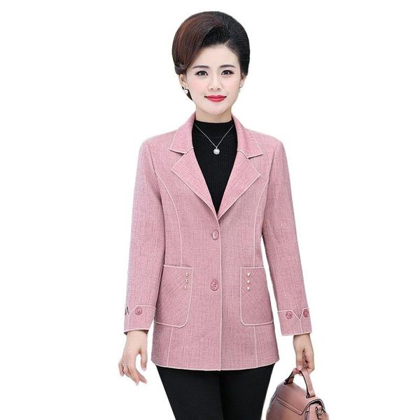 

women's suits & blazers 2021 middle-aged fashion women lattice coat vintage long sleeve pockets thin casual blazer female outerwear, White;black