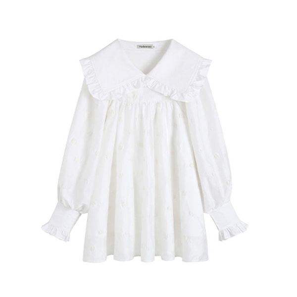 

fashion women blouses loose casual long sleeve puff style b0776 210514, White