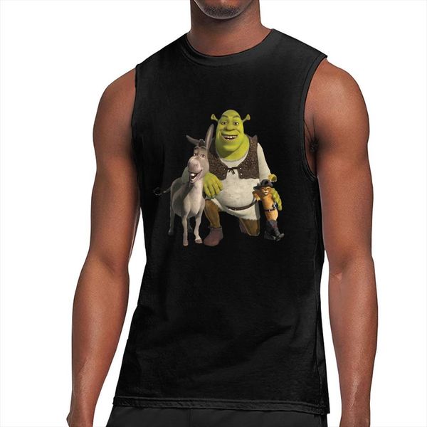 

shrek comedy film friends tank men fitness clothing mens bodybuilding summer gym male sleeveless shirts plus size vest, White;black