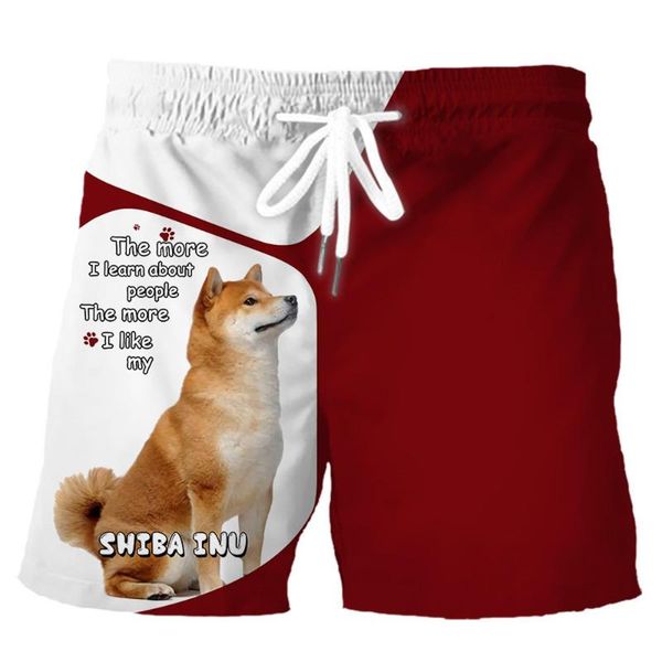 

men's shorts cloocl men animal akita shiba inu 3d print sports fashion harajuku hip hop casual beach drop, White;black