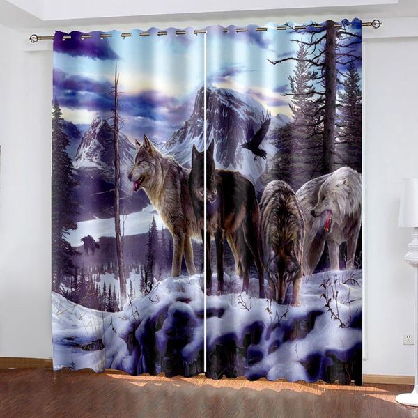 

beautiful po fashion customized 3d curtains winter forest animal soundproof windproof curtain & drapes