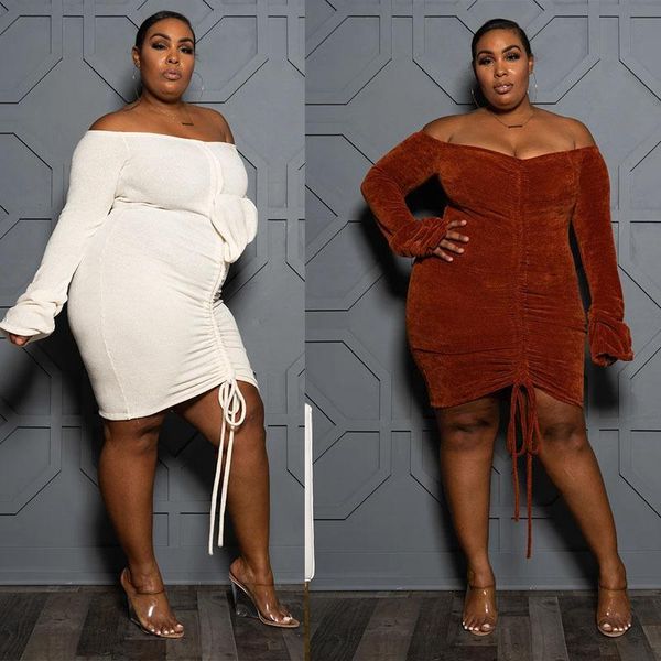 

est women mini dresses nightclub big size xl--5xl slash collar long sleeve mid draped string dress real picture casual, Black;gray