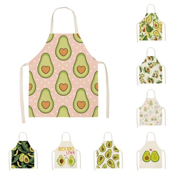 

avocado print sleeveless apron kitchen home cooking baking shop woman clean cotton linen aprons