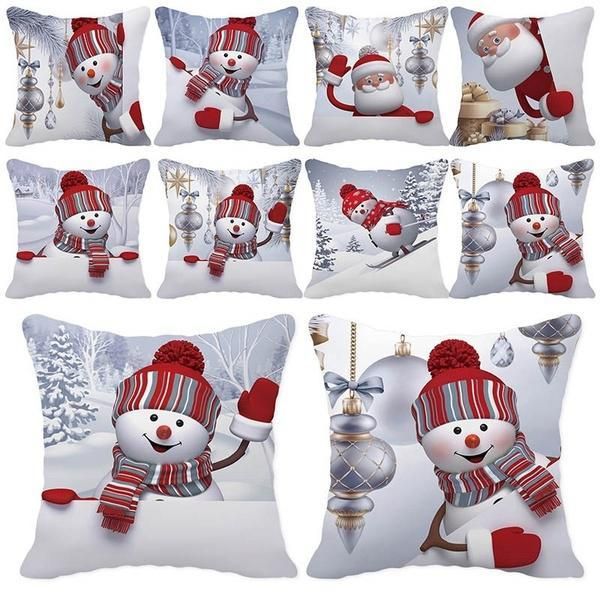

cushion/decorative pillow peach skin throw cover christmas snow man pattern cartoon for home living room sofa decor