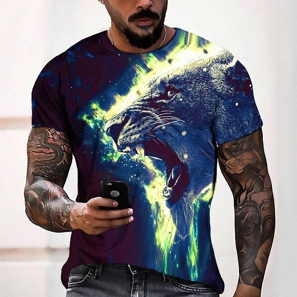 

men's tee t shirt 3d print graphic round neck casual daily 3d print short sleeve fashion designer cool comfortable black v607#, White;black