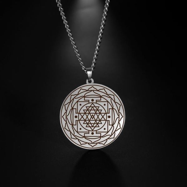 

pendant necklaces eueavan 5pcs vintage necklace mandala sacred geometry pedant stainless steel jewelry for men women, Silver