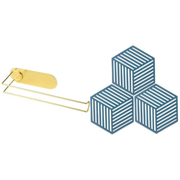 

mats & pads 1x iron paper towel holder gold 3x silicone mat pot for counterheat resistant table placemats