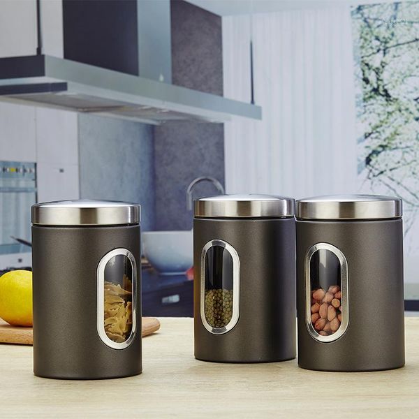 

storage bottles & jars 3pcs food container 410 stainless steel kitchen box multigrain sealed tank snack
