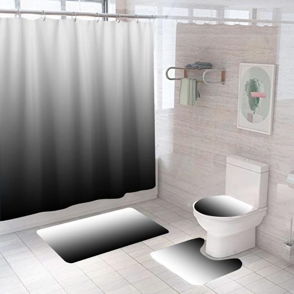 

gradient gray 3d shower curtain fashion modern with non slip rug mat bathroom curtains waterproof polyester home decor 180x180