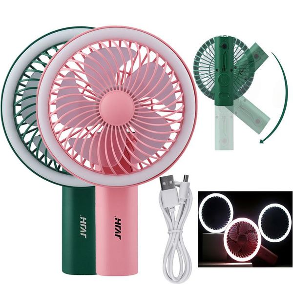 

electric fans jvjh foldable usb handheld 3 speeds adjustable air cooing portable mini fan cooler with light for office bedroom