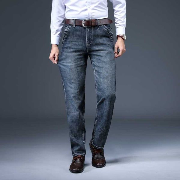

spring/summer stretch straight anti-theft pocket jeans men's fashion loose casual modal denim trousers male brand pants 210531, Blue