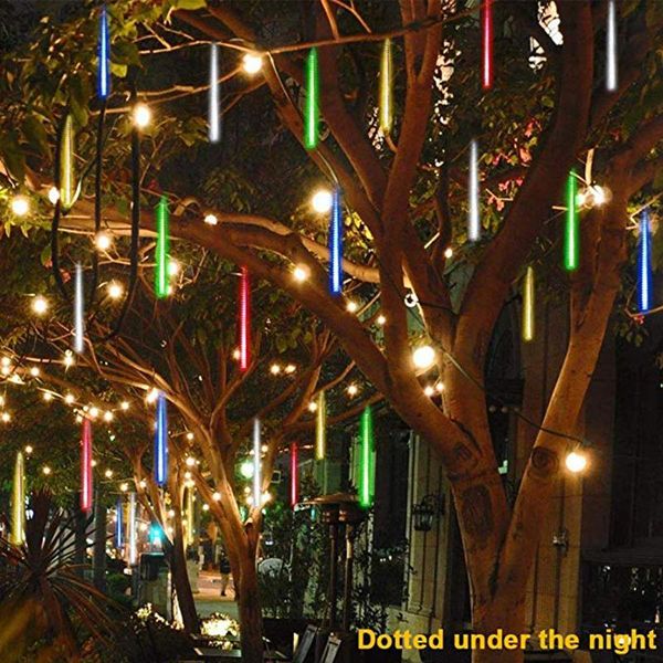 

strings solar led meteor shower rain lights holiday string falling drop icicle christmas tree wedding decor