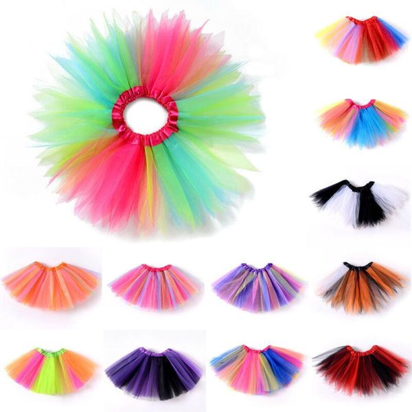 

fashion rainbow baby toddler girls tutu skirt party dance birthday tulle satin 1-8 years skirts