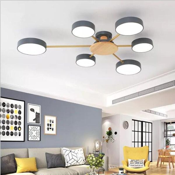 

modern pendant lights iron wood multiple heads luminaire with led bulbs suspension hanging lamps for living dining room bedroom