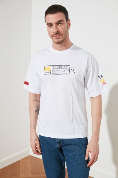 

men's t-shirts trendyol men oversize t-shirt tmnss21ts1059, White;black