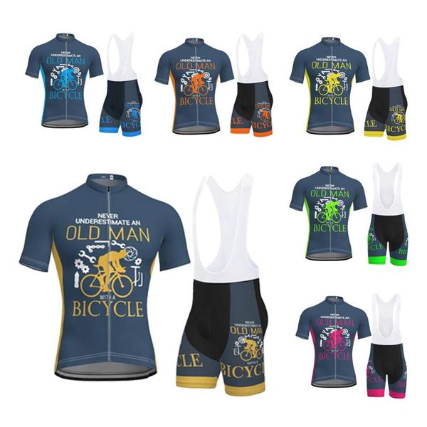 

racing sets old men with a bicycle cycling jersey set bib shorts bike shirt clothing mtb short sleeve hombre, Black;blue
