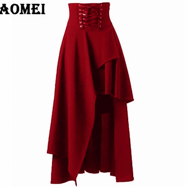 

women cross lolita gothic skirts irregular high waist layers charming comfortable soft long maxi skirt faldas jupes 210416, Black