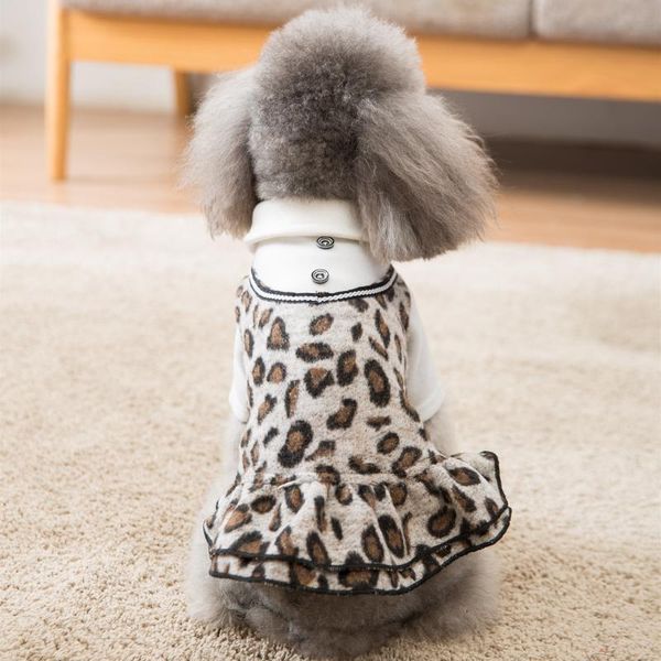 

dog apparel clothes dress leopard print luxurious stylish teddy for small dogs