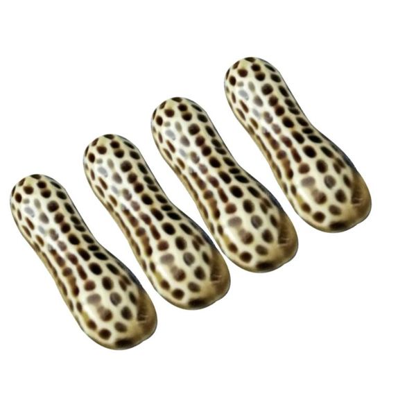 

4pcs peanut shaped ceramic chopsticks holder stand fork spoon home kitchen art craft (yellow)