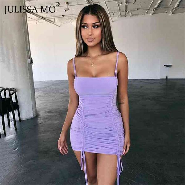 

julissa mo purple summer cami straps dress women drawstring bandage bodycon dresses backless club party dress mini vestidos, Black;gray