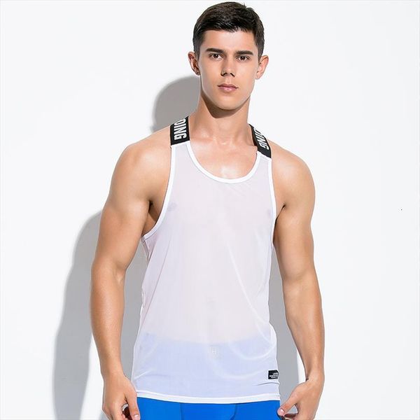 

mens clothing tank shirt musculation summer transparent mesh gym ropa hombre bodybuilding debardeur homme, White;black