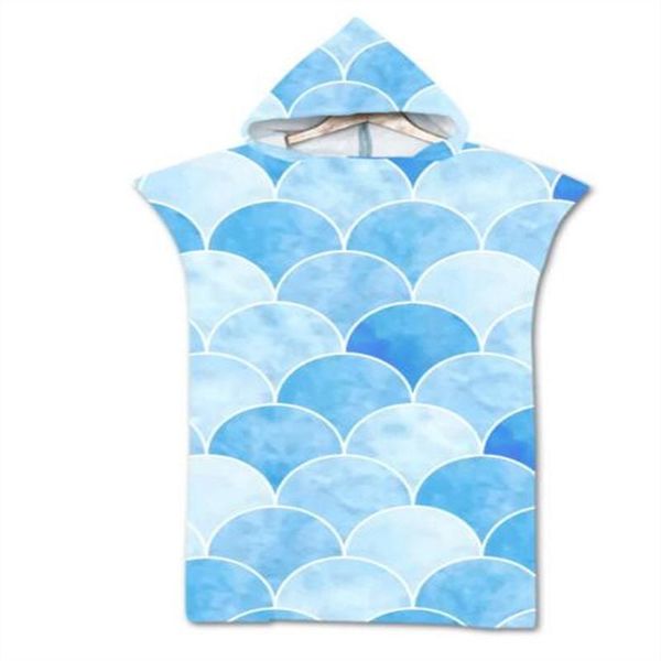 

towel digital printing fish scale beach microfiber dressing robe quick-drying hooded bath swimming surfing