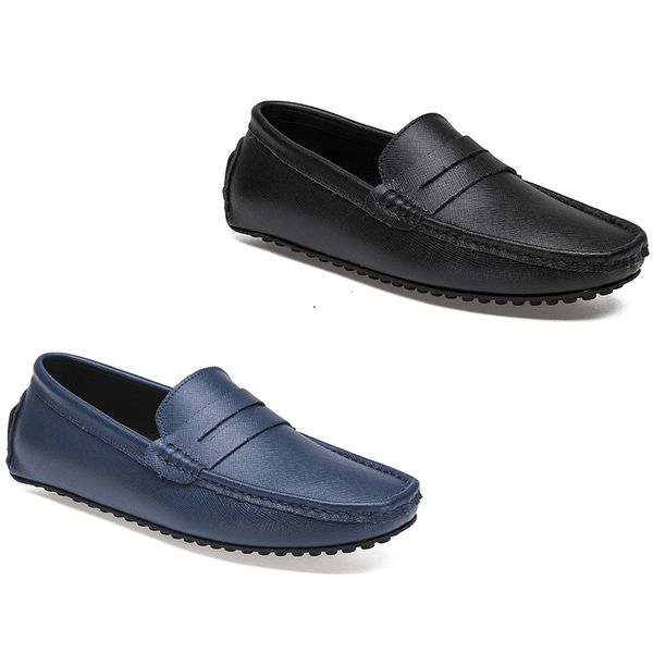 

2021 leather doudou men's casual driving shoes soft sole fashion black navy white blue silver yellow grey footwear all-match lazy cross