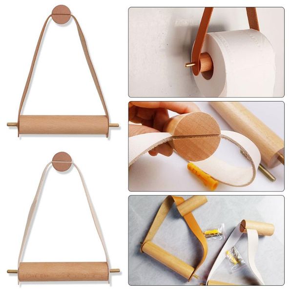 

toilet paper holders towel dispenser holder napkin wooden roll for bathroom shelf