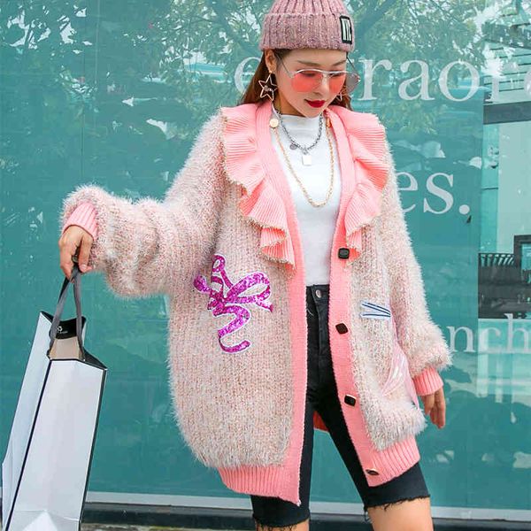 

sweaters europe sequined age-reducing net red sweater women's soft waxy lazy cardigan knitted jacket, White;black