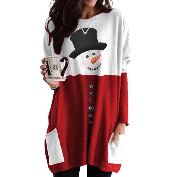 

women's blouses & shirts women christmas tunic long sleeve letter /snowman /deer print shirt blouse lounge casual pullover set with poc, White
