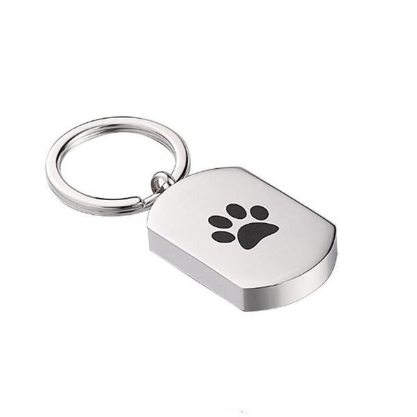 

keychains cremation dog keychain urn stainless steel key ring women men memorial ashes holder can be engraved, Silver