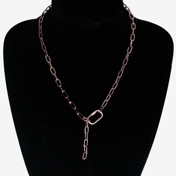 

chokers punk lock pendant clavicle chain necklace for women girls rose gold color party chunky choker necklaces boho jewelry gift, Golden;silver