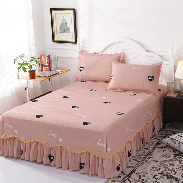 

bedding sets pink 3pcs king  full twin double single bedspread bed sheet skirt set
