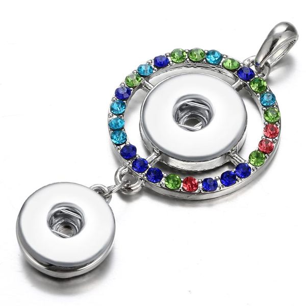 

pendants flower round shape working id holder lanyard snap pendant necklace 18mm button jewelry snaps for 20mm, Black