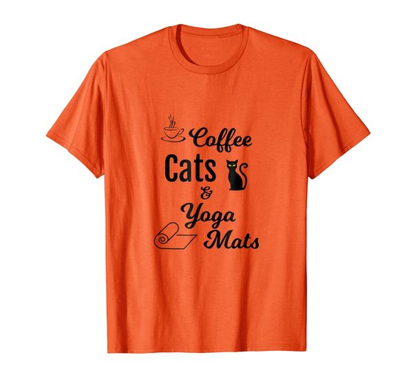 

funny coffee cats yoga mats workout mindful t-shirt, White;black