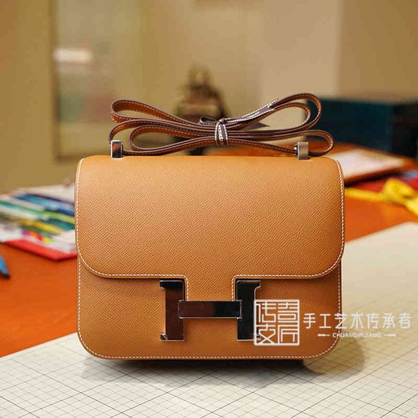 

designer handbags 2021 kangkang epsom leather stewardess earthy yellow 19cm silver buckle single shoulder messenger women's bag bb