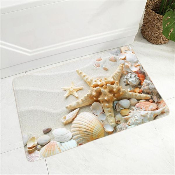 

beautiful scenery doormat non-slip soft sea star printed flannel carpet decor beach floor door mat for hallway kitchen room carpets